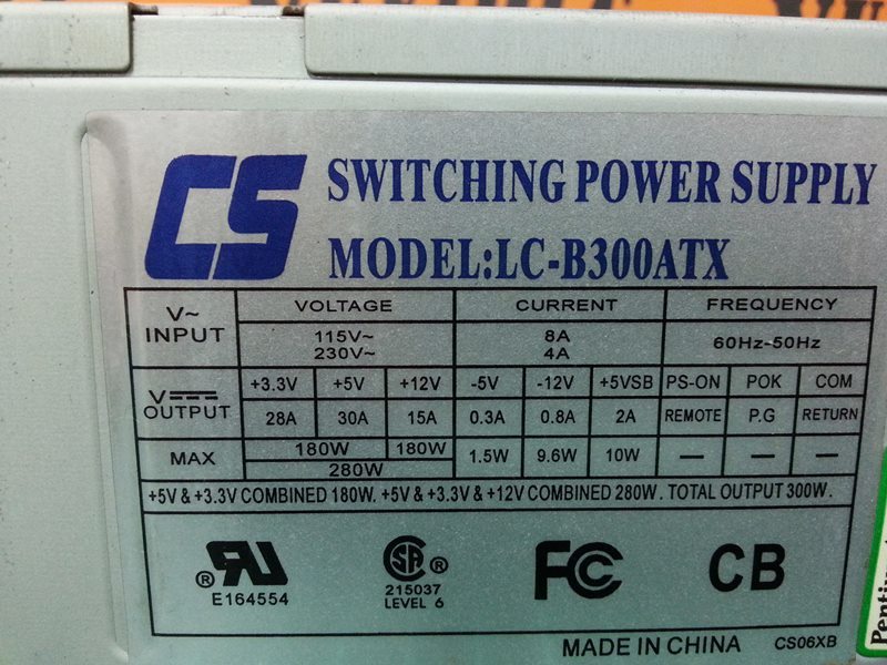 CS LC-B300ATX SWITCHING POWER SUPPLY - PLC DCS SERVO Control MOTOR ...